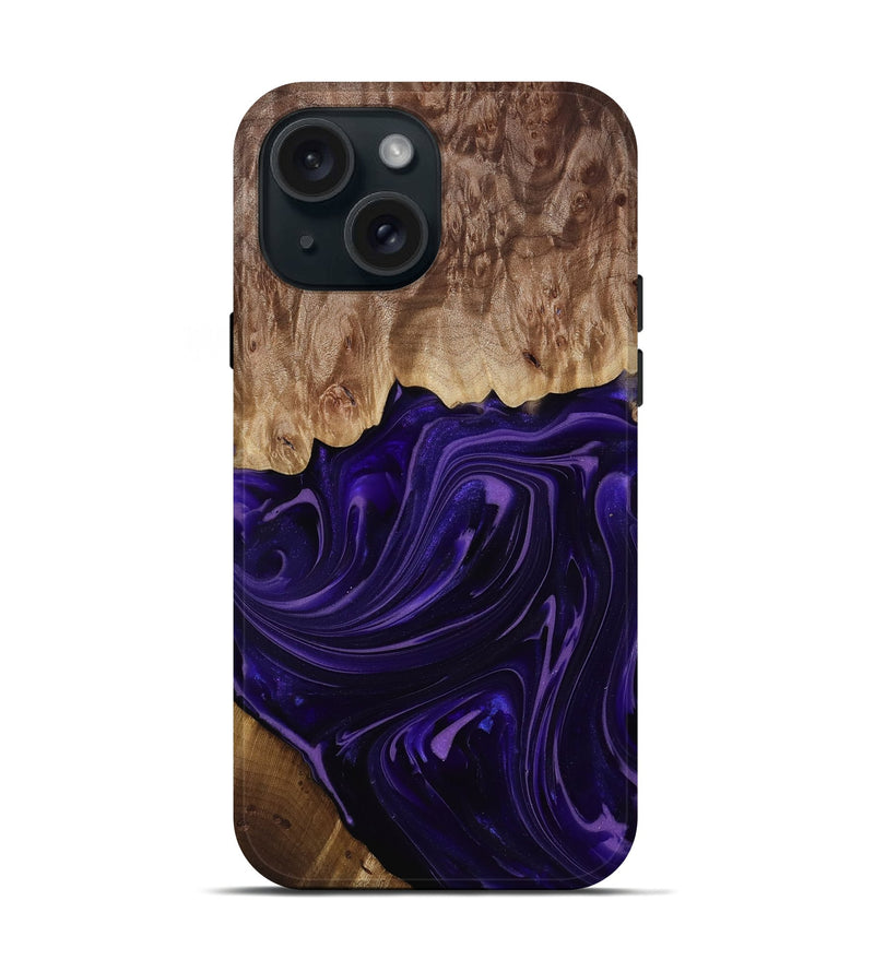 iPhone 15 Wood Live Edge Phone Case - Madyson (Purple, 817890)