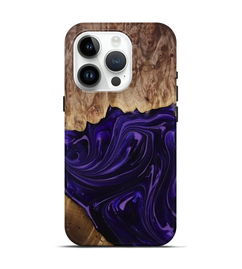iPhone 15 Pro Wood Live Edge Phone Case - Madyson (Purple, 817890)