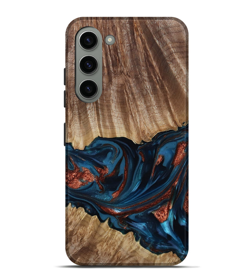 Galaxy S23 Plus Wood Live Edge Phone Case - Alissa (Teal & Gold, 817892)