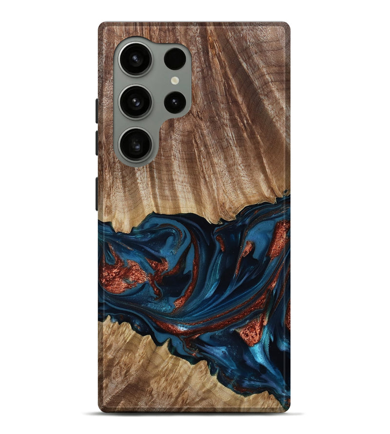 Galaxy S24 Ultra Wood Live Edge Phone Case - Alissa (Teal & Gold, 817892)