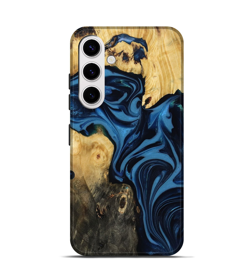 Galaxy S25 Wood Live Edge Phone Case - Carey (Blue, 817894)