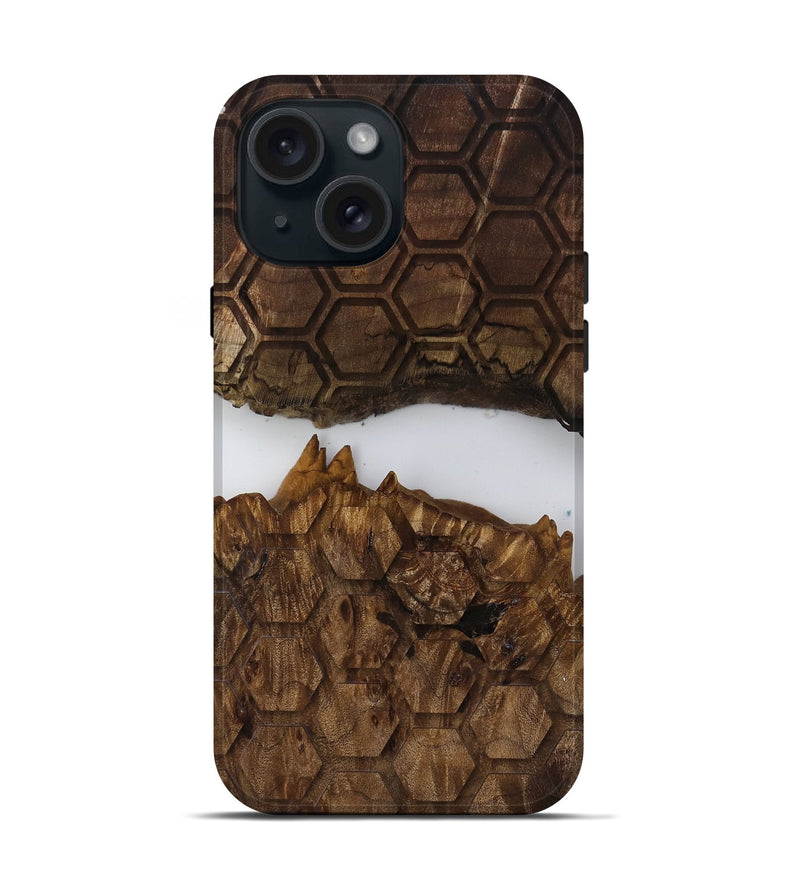 iPhone 15 Wood Live Edge Phone Case - Arsenio (Clear, 817899)