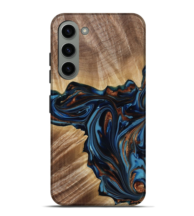 Galaxy S23 Plus Wood Live Edge Phone Case - Noelle (Teal & Gold, 817903)
