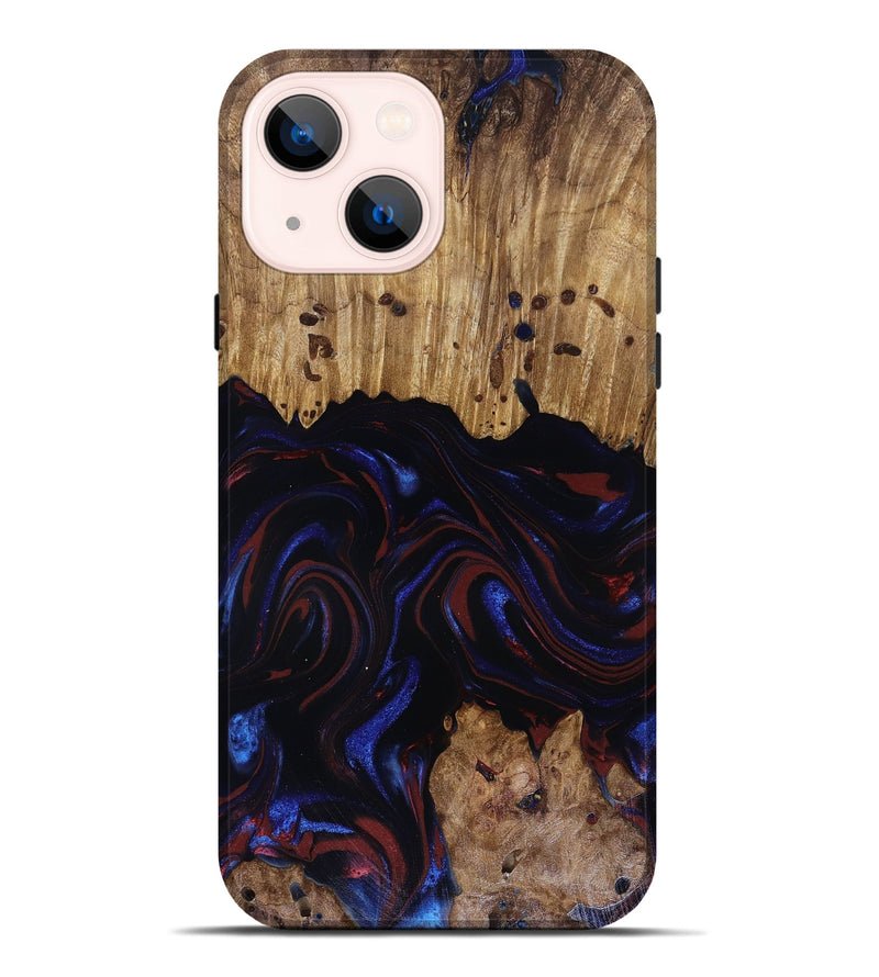 iPhone 14 Plus Wood Live Edge Phone Case - Frances (Red, 817905)