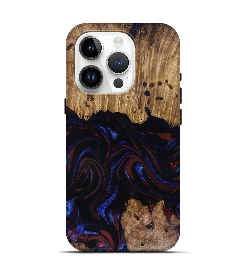 iPhone 15 Pro Wood Live Edge Phone Case - Frances (Red, 817905)