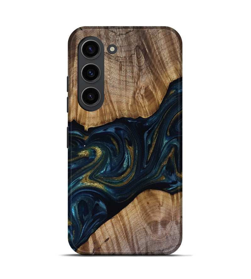 Galaxy S23 Wood Live Edge Phone Case - Keyla (Teal & Gold, 817910)