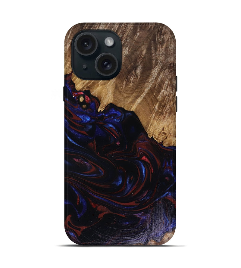 iPhone 15 Wood Live Edge Phone Case - Kirstie (Red, 817913)