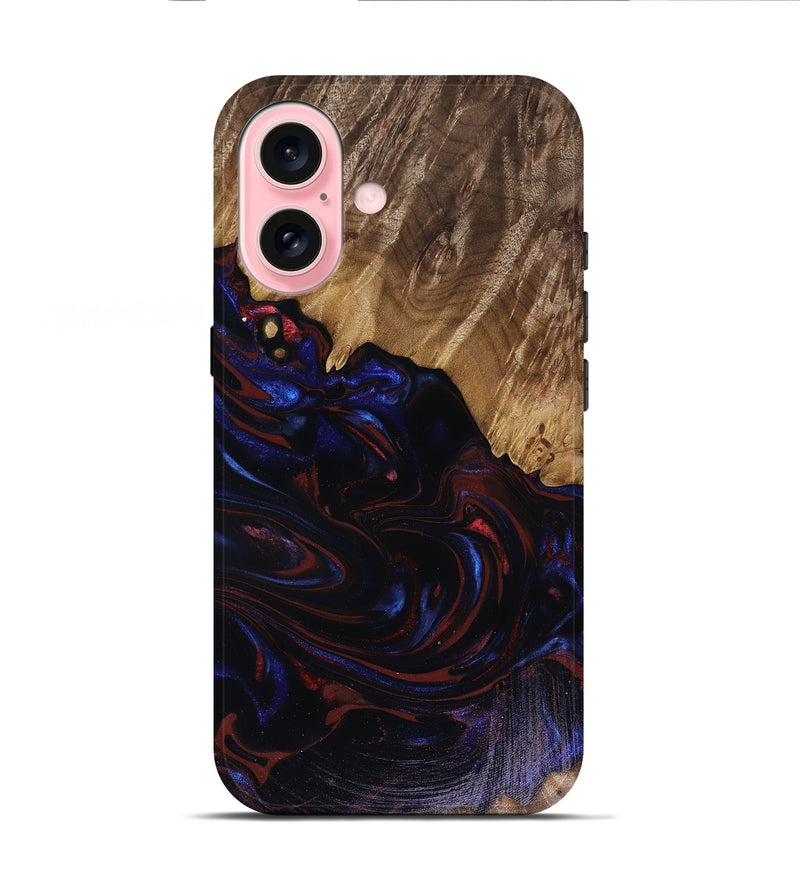 iPhone 16 Wood Live Edge Phone Case - Kirstie (Red, 817913)