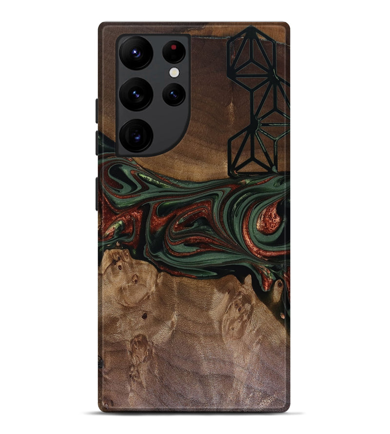 Galaxy S22 Ultra Wood Live Edge Phone Case - Shania (Green, 817919)