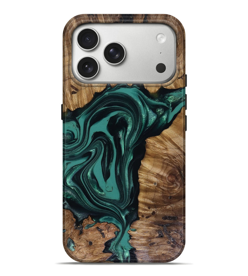 iPhone 17 Pro Max Wood Live Edge Phone Case - Aryan (Green, 817920)