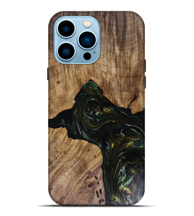 iPhone 14 Pro Max Wood Live Edge Phone Case - Aydan (Green, 817926)