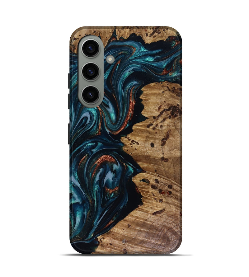 Galaxy S24 Wood Live Edge Phone Case - Latrell (Teal & Gold, 817931)