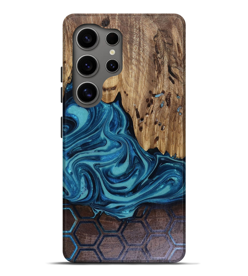 Galaxy S25 Ultra Wood Live Edge Phone Case - Zelma (Blue, 817932)