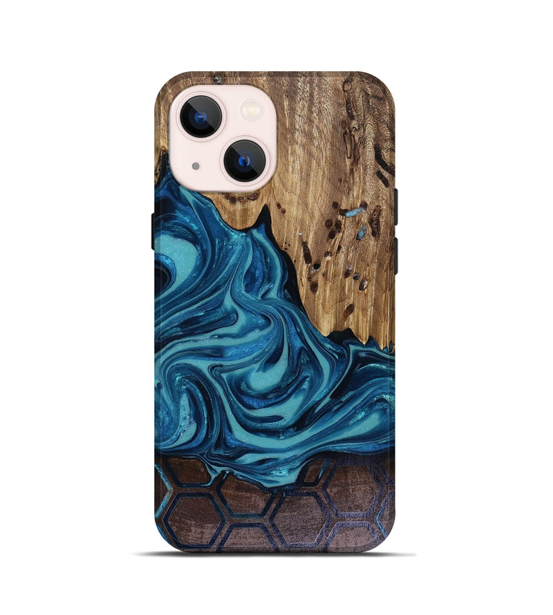 iPhone 13 mini Wood Live Edge Phone Case - Zelma (Blue, 817932)