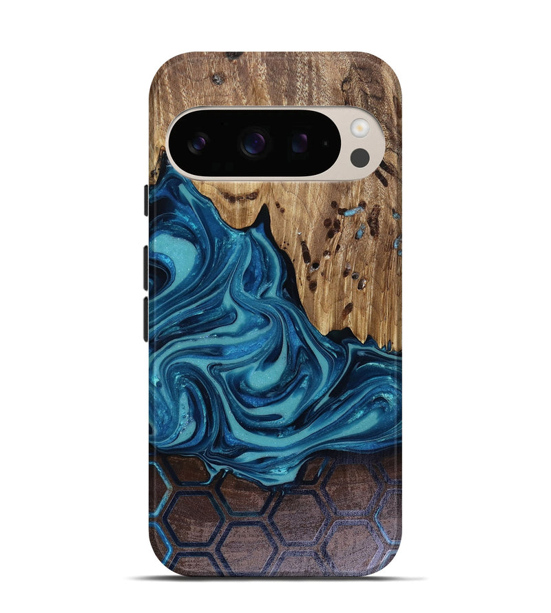 Pixel 10 Pro Wood Live Edge Phone Case - Zelma (Blue, 817932)