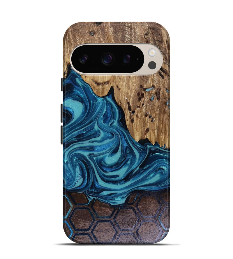 Pixel 9 Wood Live Edge Phone Case - Zelma (Blue, 817932)