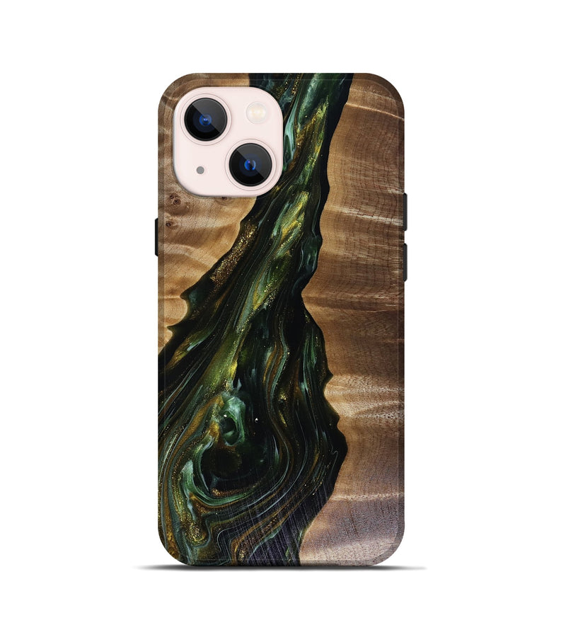 iPhone 13 mini Wood Live Edge Phone Case - Ayleen (Green, 817933)