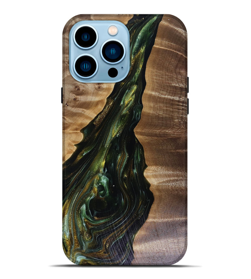 iPhone 14 Pro Max Wood Live Edge Phone Case - Ayleen (Green, 817933)