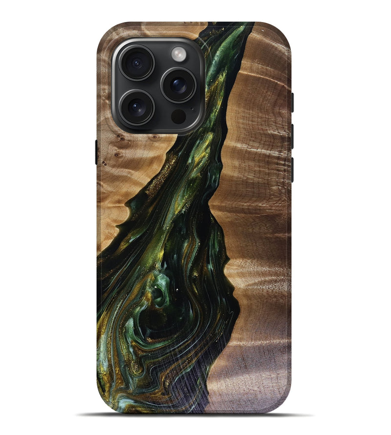 iPhone 16 Pro Max Wood Live Edge Phone Case - Ayleen (Green, 817933)