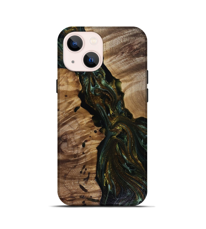 iPhone 13 mini Wood Live Edge Phone Case - Aries (Green, 817936)