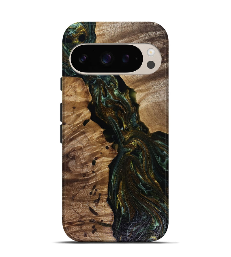 Pixel 9 Pro Wood Live Edge Phone Case - Aries (Green, 817936)