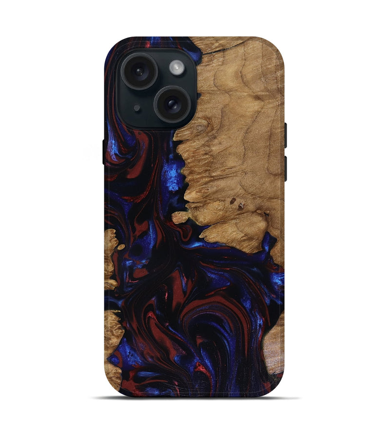iPhone 15 Wood Live Edge Phone Case - Peyton (Red, 817940)