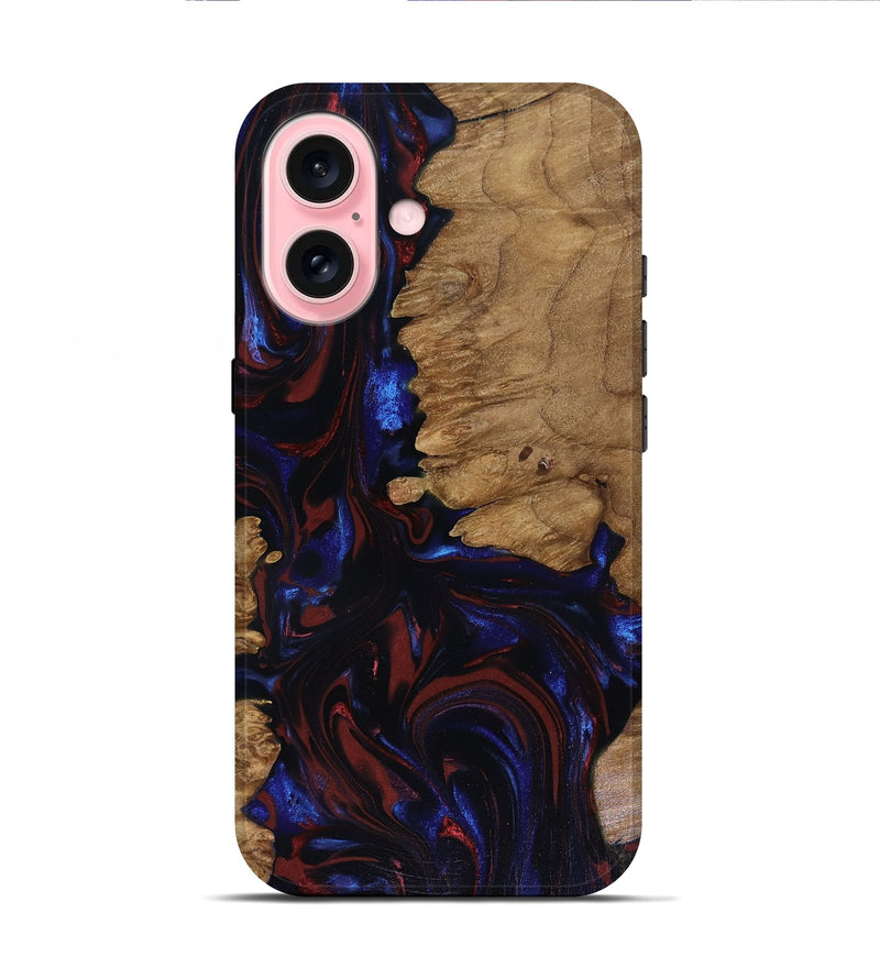 iPhone 16 Wood Live Edge Phone Case - Peyton (Red, 817940)
