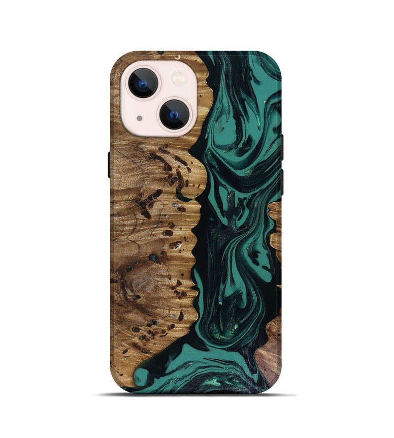 iPhone 13 mini Wood Live Edge Phone Case - Janie (Green, 817941)
