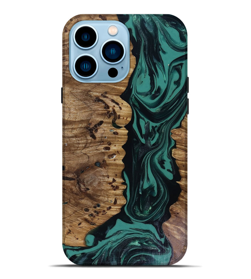 iPhone 14 Pro Max Wood Live Edge Phone Case - Janie (Green, 817941)