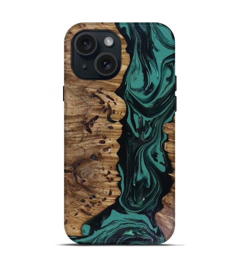 iPhone 15 Wood Live Edge Phone Case - Janie (Green, 817941)