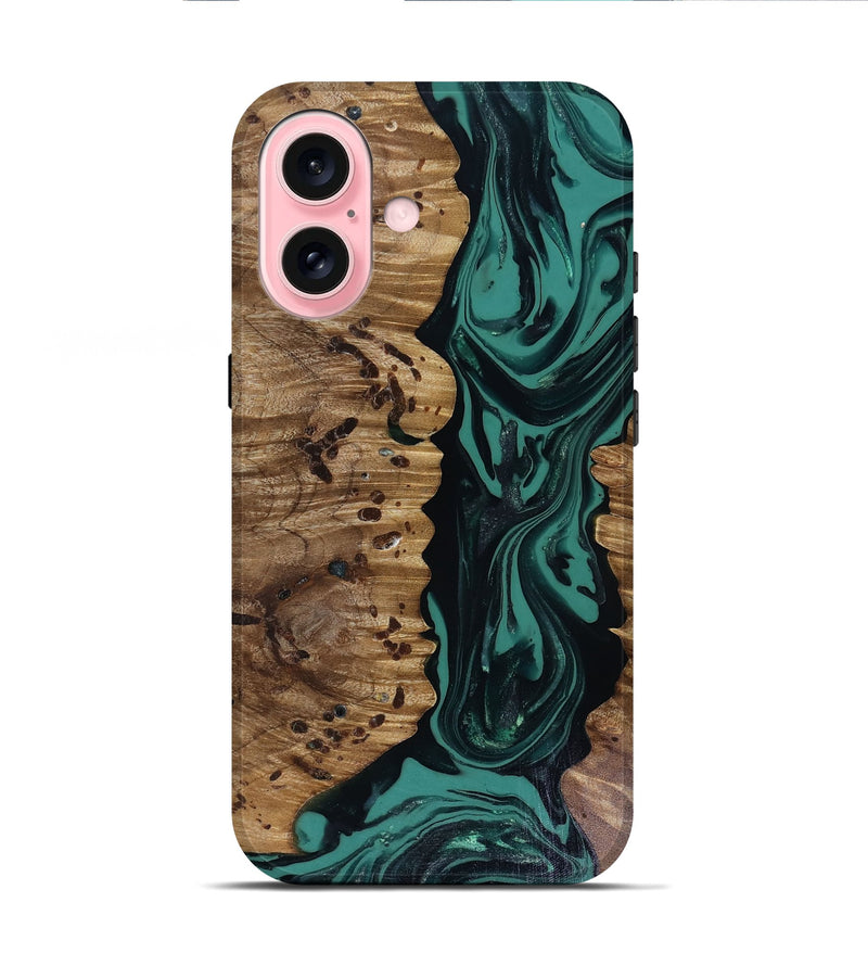 iPhone 16 Wood Live Edge Phone Case - Janie (Green, 817941)