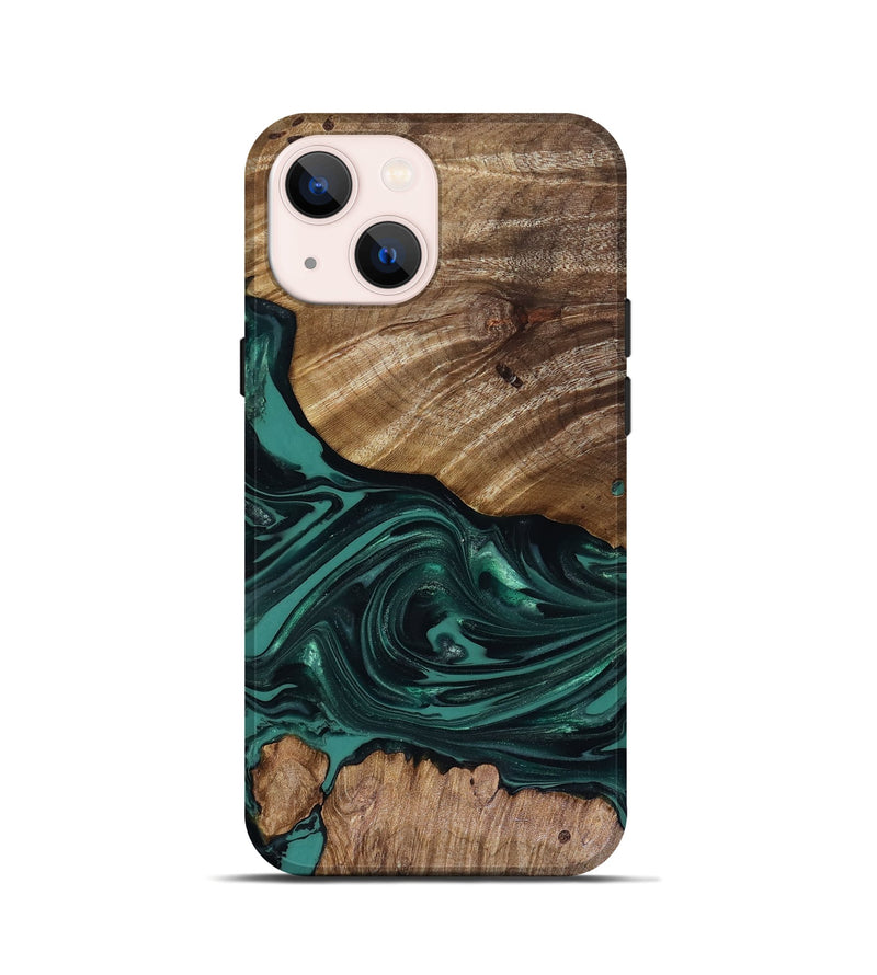 iPhone 13 mini Wood Live Edge Phone Case - Jena (Green, 817944)