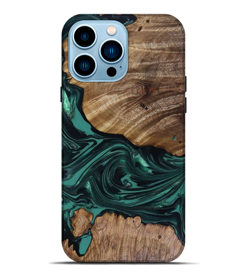 iPhone 14 Pro Max Wood Live Edge Phone Case - Jena (Green, 817944)