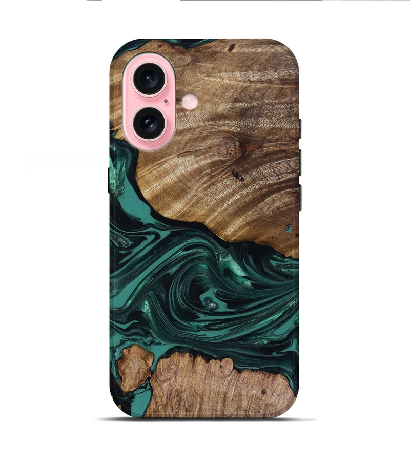 iPhone 16 Wood Live Edge Phone Case - Jena (Green, 817944)