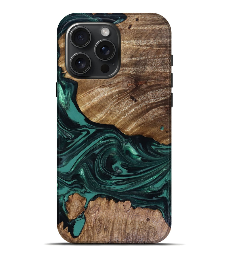 iPhone 16 Pro Max Wood Live Edge Phone Case - Jena (Green, 817944)