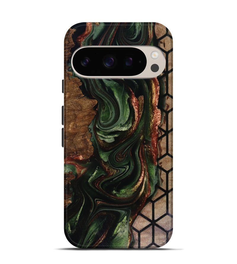 Pixel 10 Pro Wood Live Edge Phone Case - Corina (Green, 817947)