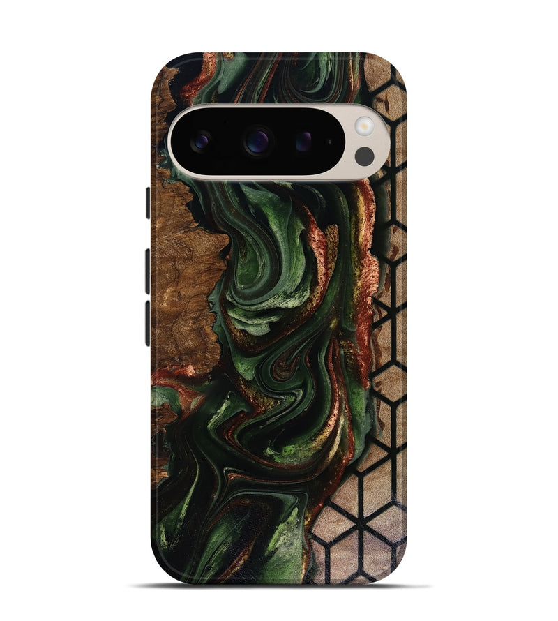 Pixel 9 Pro Wood Live Edge Phone Case - Corina (Green, 817947)
