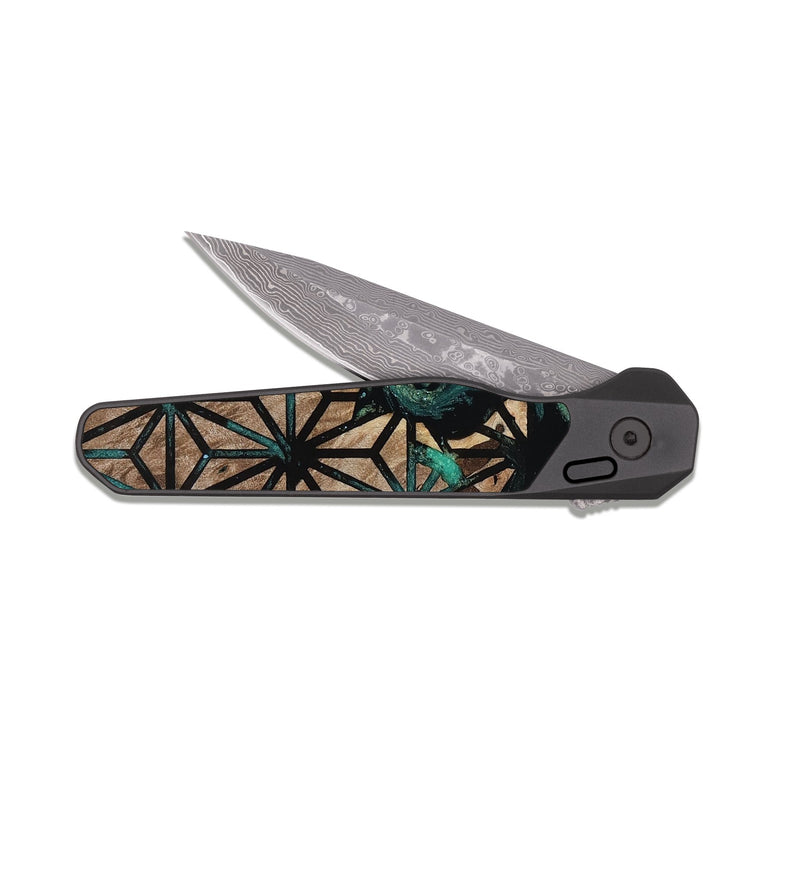 EDC Dark Damascus Wood Pocket Knife - Alyson (Pattern, 817959)