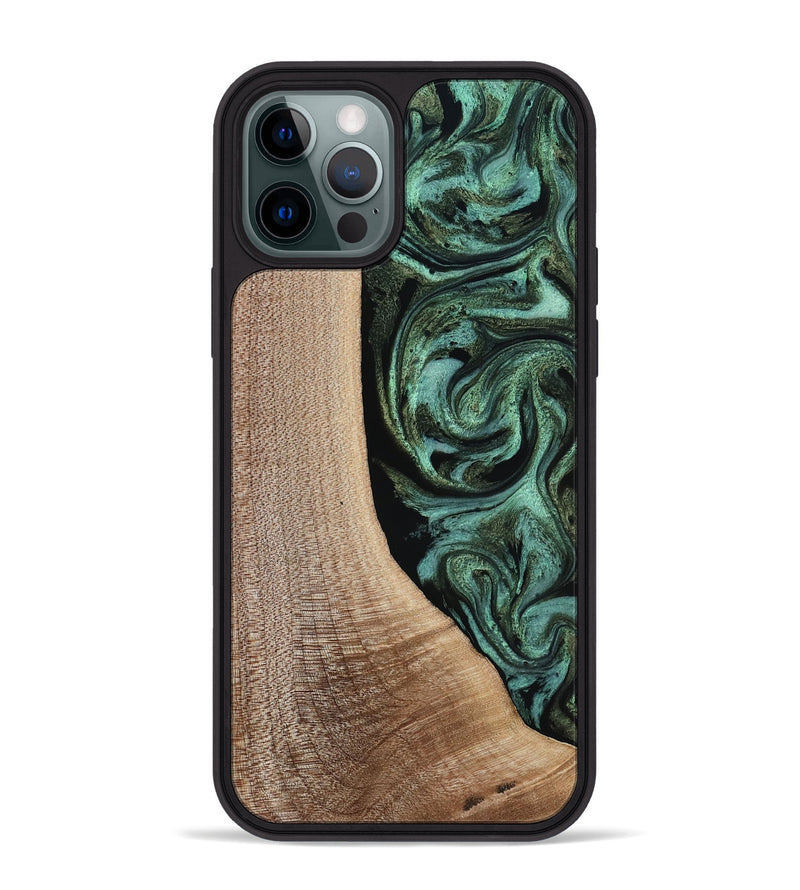 iPhone 12 Pro Max Wood Phone Case - Violeta (Green, 817961)