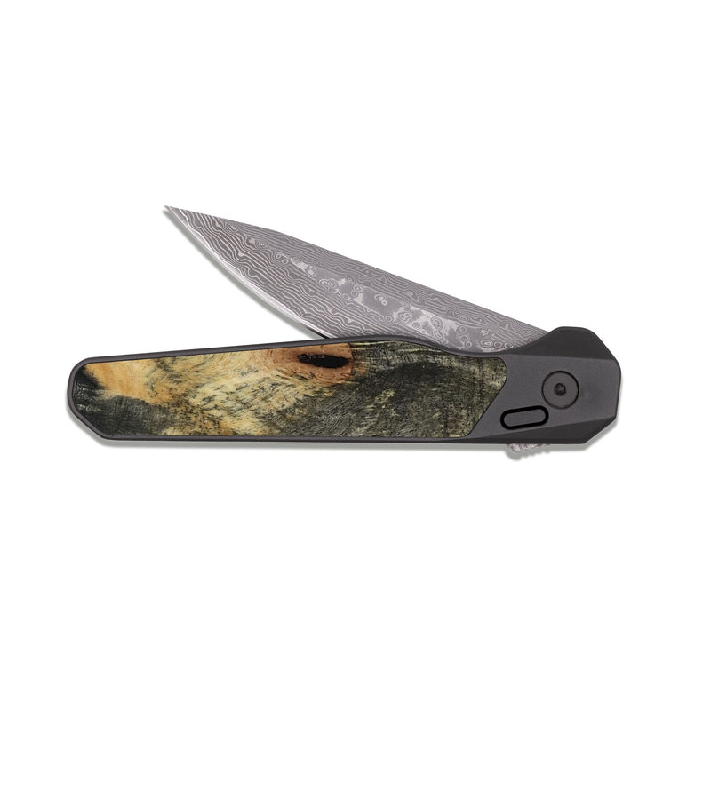 EDC Dark Damascus Wood Pocket Knife - Braeden (Wood Burl, 817967)
