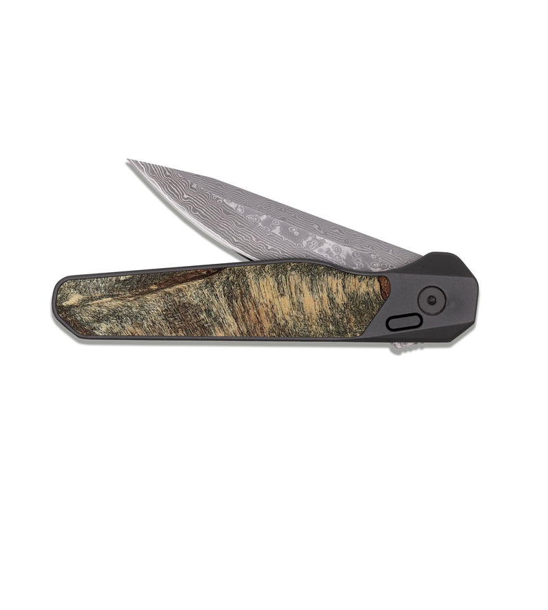 EDC Dark Damascus Wood Pocket Knife - Bear (Wood Burl, 817969)