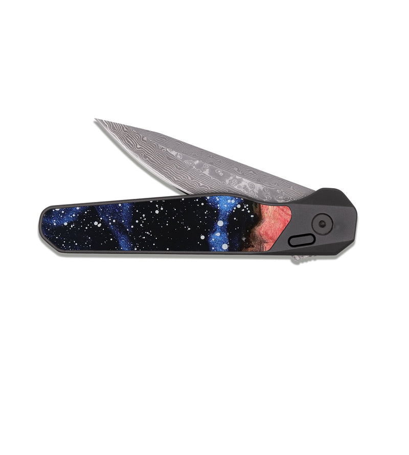 EDC Dark Damascus Wood Pocket Knife - Kadijah (Cosmos, 817970)