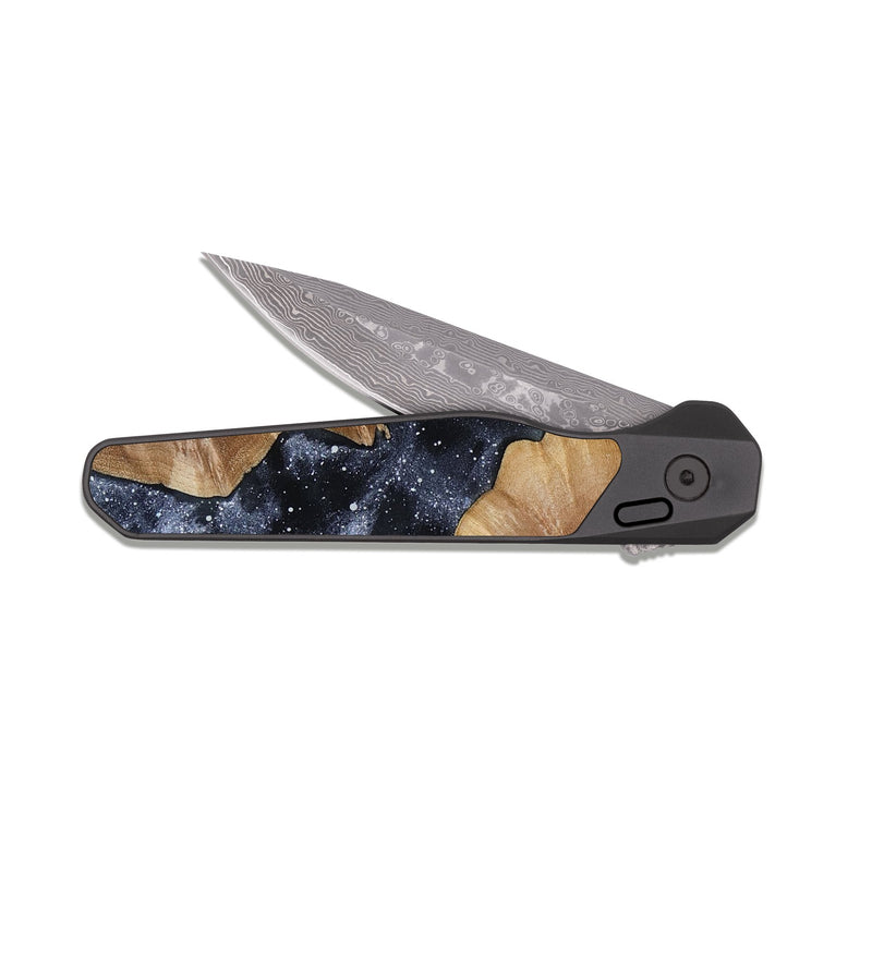EDC Dark Damascus Wood Pocket Knife - Saanvi (Cosmos, 817977)