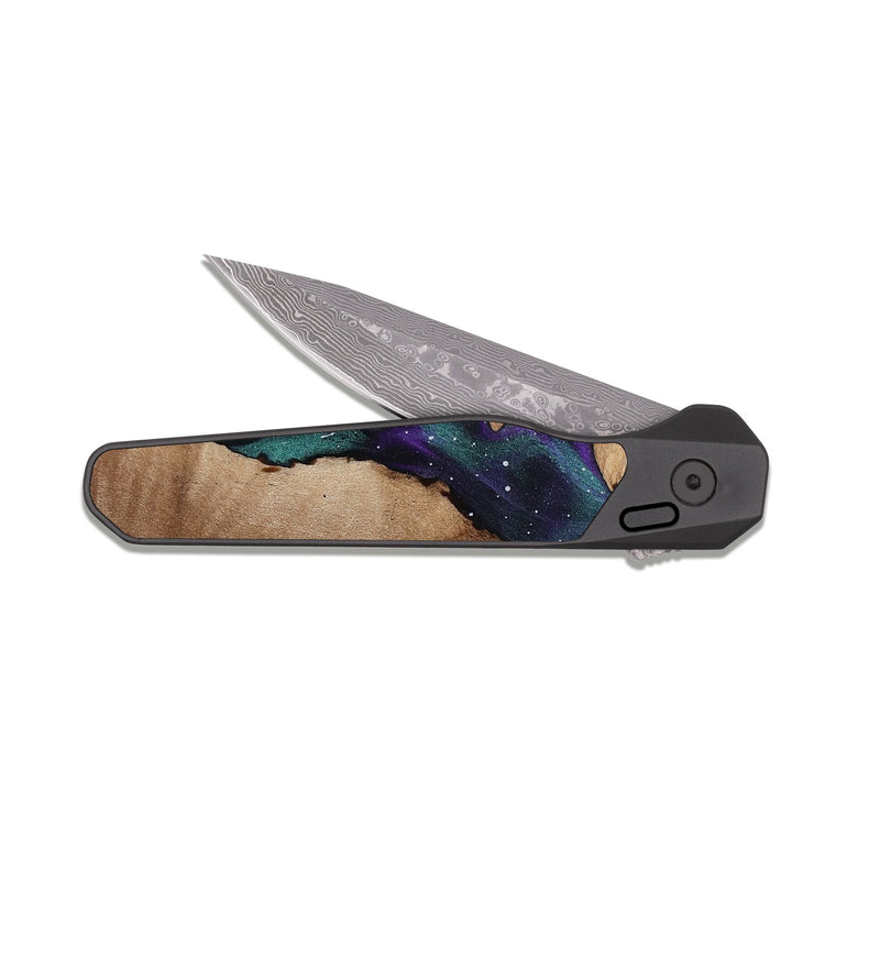 EDC Dark Damascus Wood Pocket Knife - Vince (Cosmos, 817979)