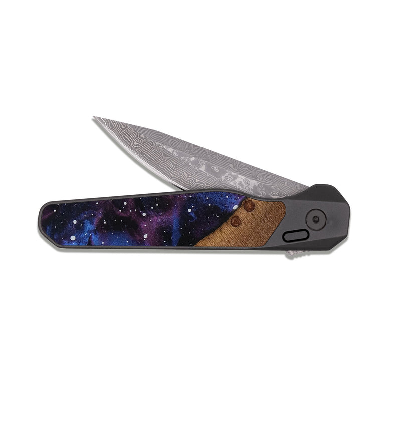 EDC Dark Damascus Wood Pocket Knife - Lindy (Cosmos, 817993)