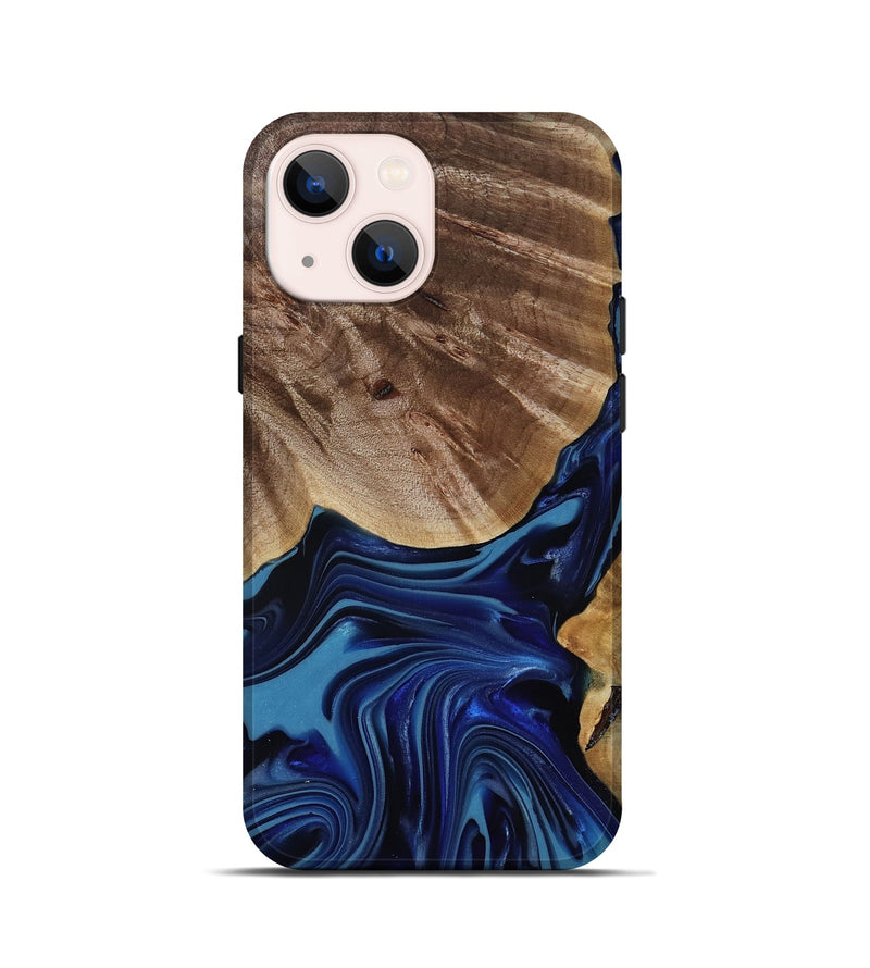 iPhone 13 mini Wood Live Edge Phone Case - Melvina (Blue, 818001)