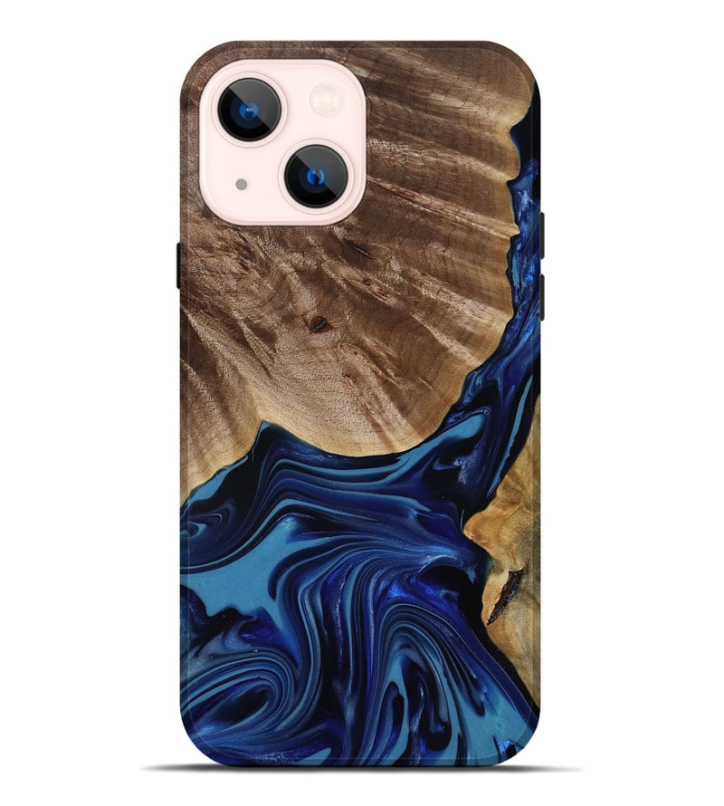 iPhone 14 Plus Wood Live Edge Phone Case - Melvina (Blue, 818001)
