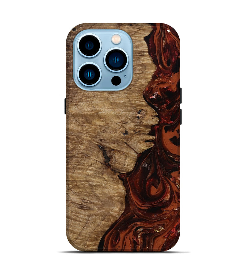 iPhone 14 Pro Wood Live Edge Phone Case - Yandel (Red, 818002)