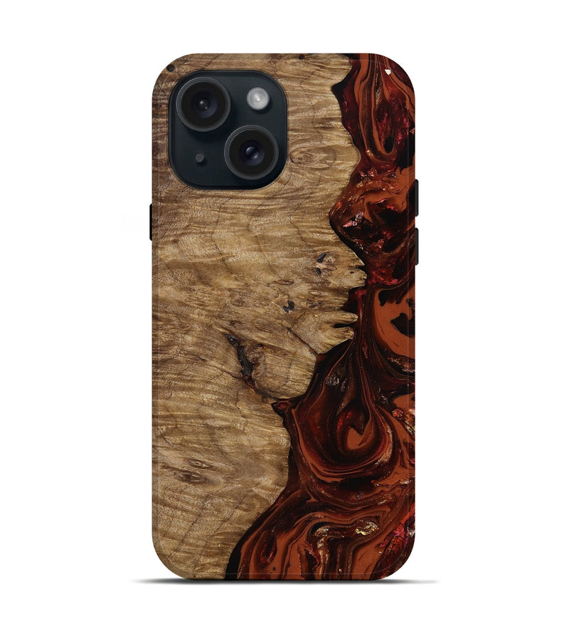 iPhone 15 Wood Live Edge Phone Case - Yandel (Red, 818002)