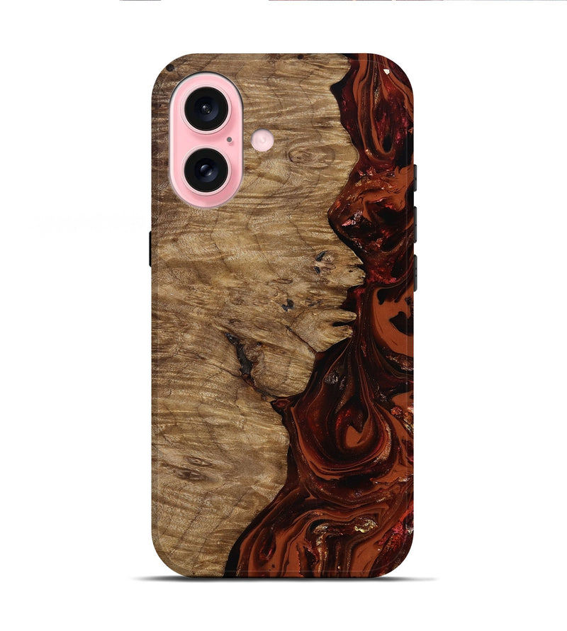 iPhone 16 Wood Live Edge Phone Case - Yandel (Red, 818002)